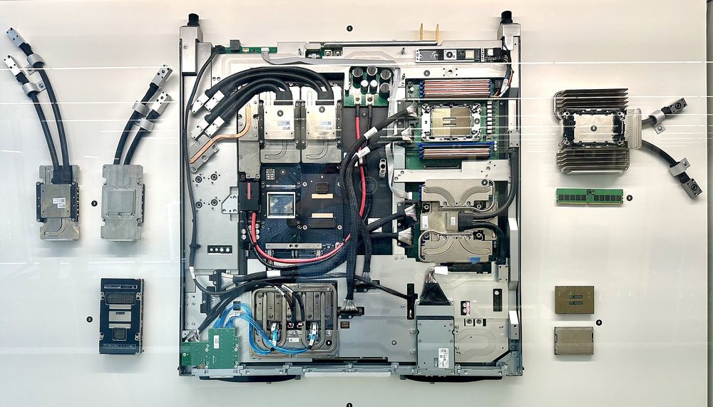 A GPU blade with its cooling hardware